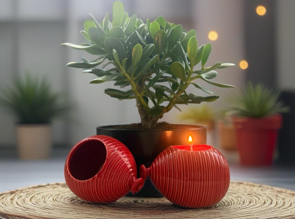 Palloncino rigato vaso/candela rosso