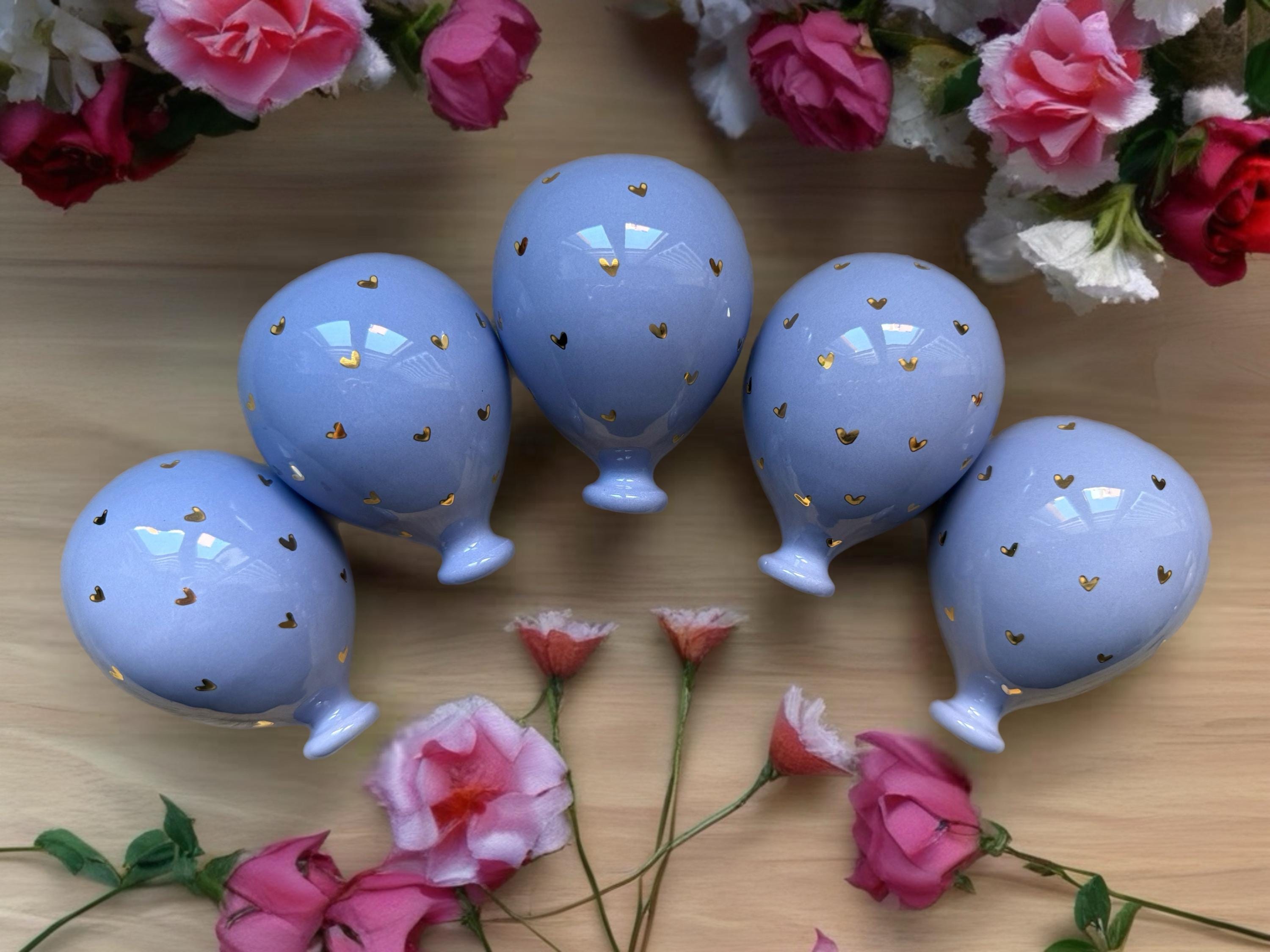 Palloncino 8 cm Lilla e cuoricini in oro