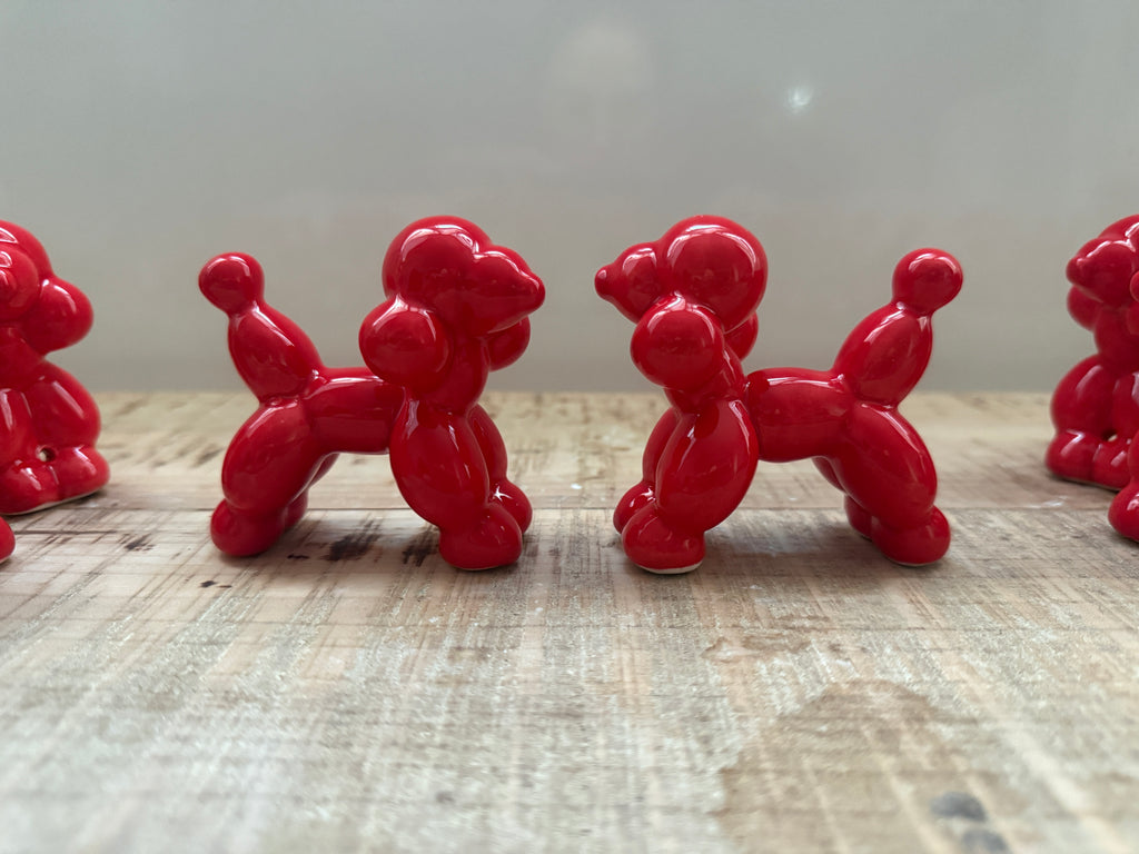 Cagnolini Balloon in Ceramica barboncino rosso