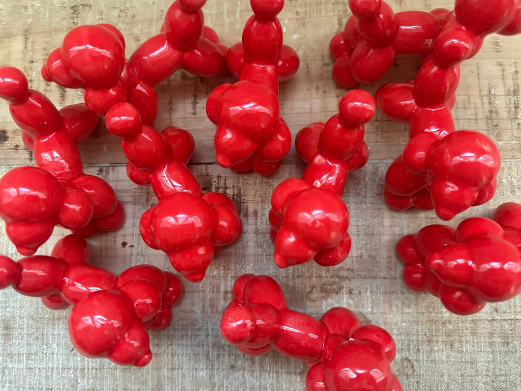 Cagnolini Balloon in Ceramica barboncino rosso