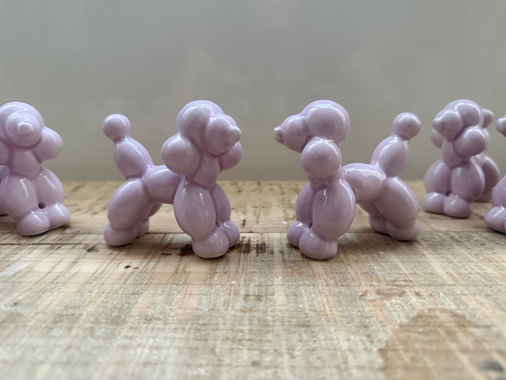 Cagnolini Balloon in Ceramica barboncino lilla