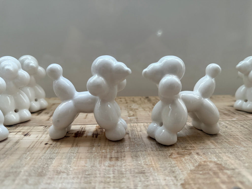 Cagnolini Balloon in Ceramica barboncino bianco