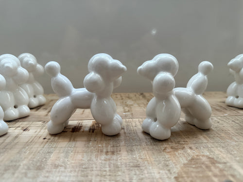 Cagnolini Balloon in Ceramica barboncino bianco