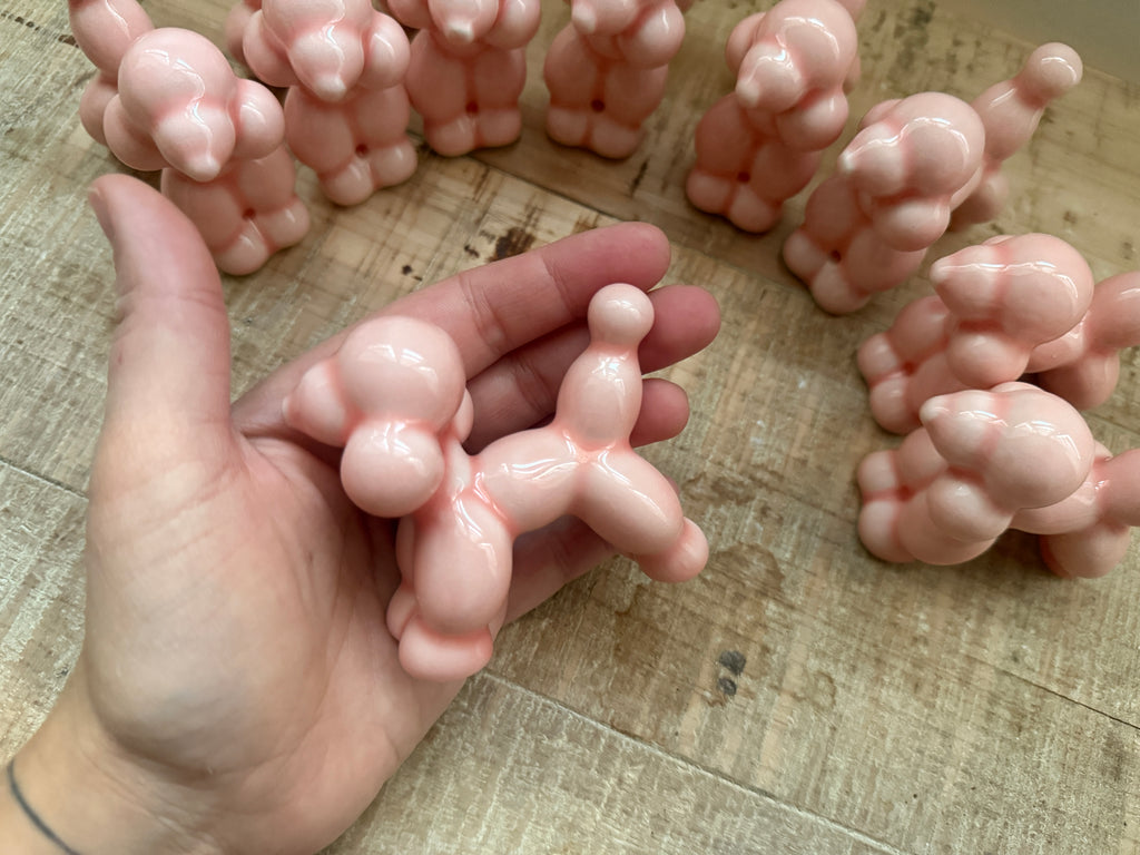 Cagnolini Balloon in Ceramica barboncino rosa cipria