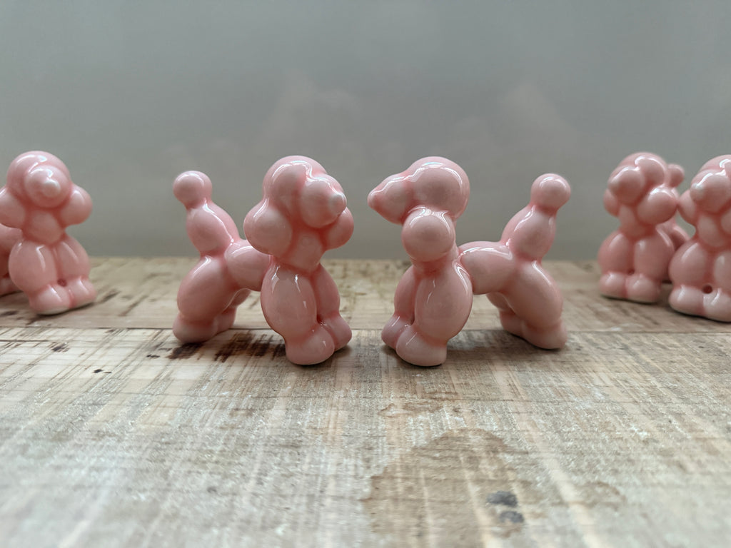 Cagnolini Balloon in Ceramica barboncino rosa cipria