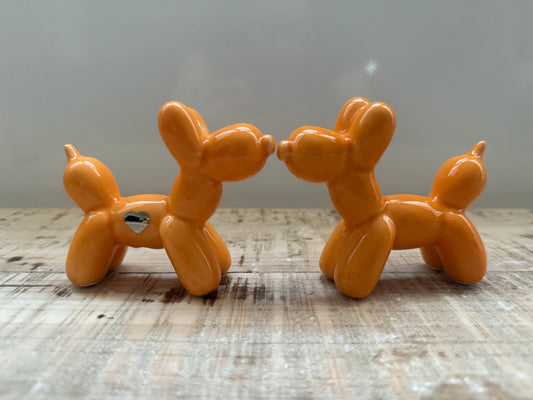 Cagnolini Balloon in Ceramica arancio cuore argento