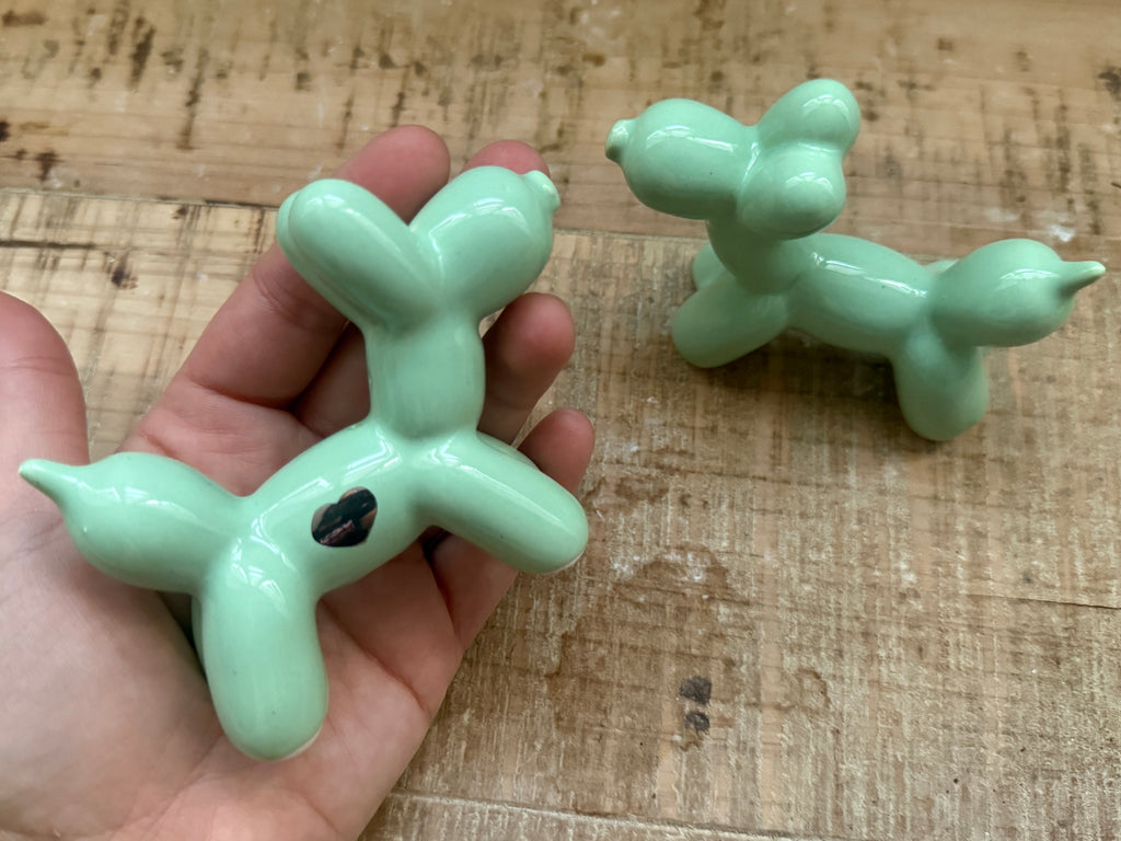 Cagnolini Balloon in Ceramica verde cuore argento
