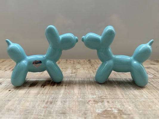 Cagnolini Balloon in Ceramica tiffany cuore argento