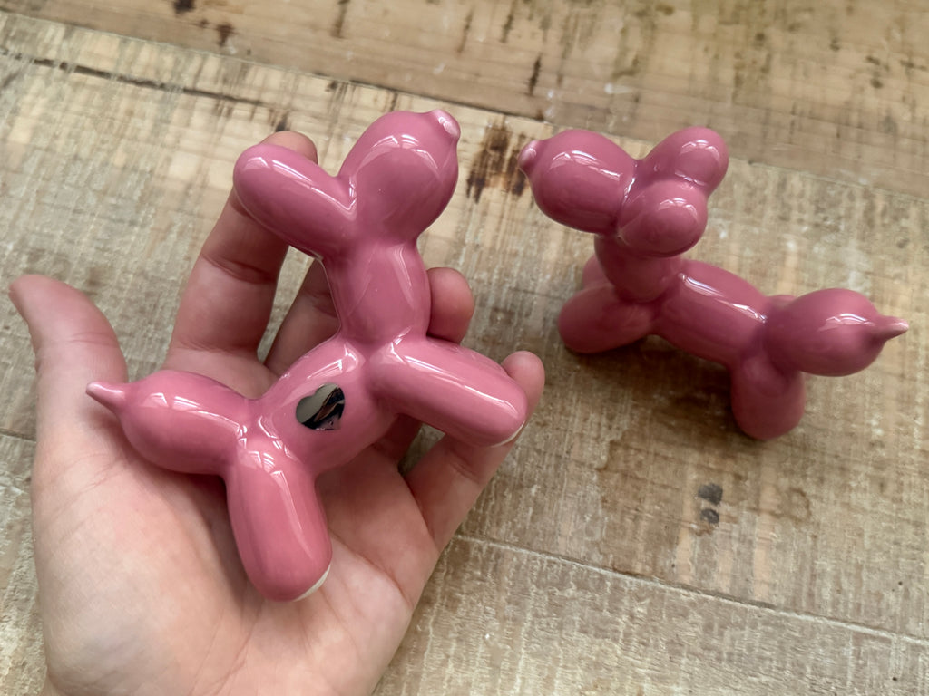 Cagnolini Balloon in Ceramica rosa cuore argento